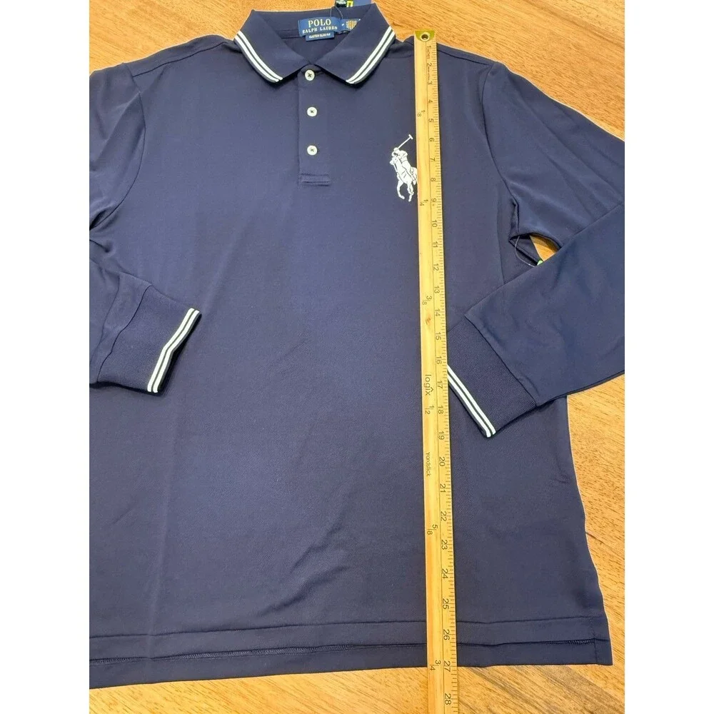 NWT US Open Polo Ralph Lauren Umpire Polo Shirt Long Sleeve Navy Medium Tennis